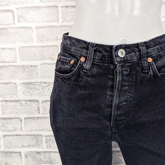 RE/DONE Women's High Rise Raw Ankle crop Denim Jeans washed black sz 27 - Picture 10 of 12
